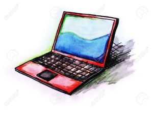 Drawing of a laptop made in red color