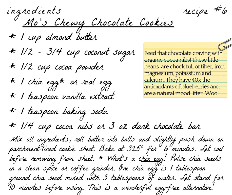 A recipe for chocolate cookies with ingredients in it.