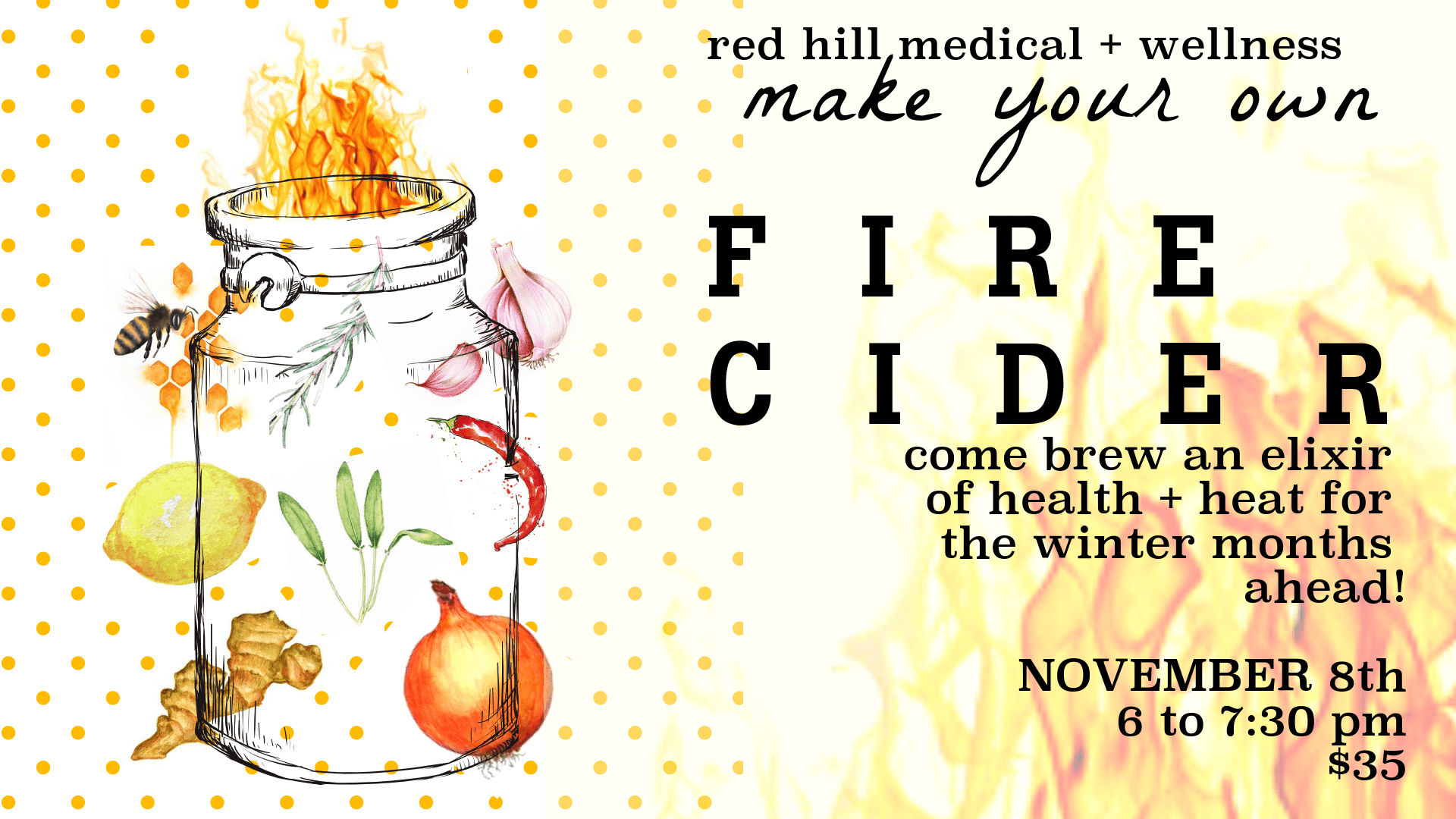 A poster with an image of a jar and the words " make your first cider come to health."