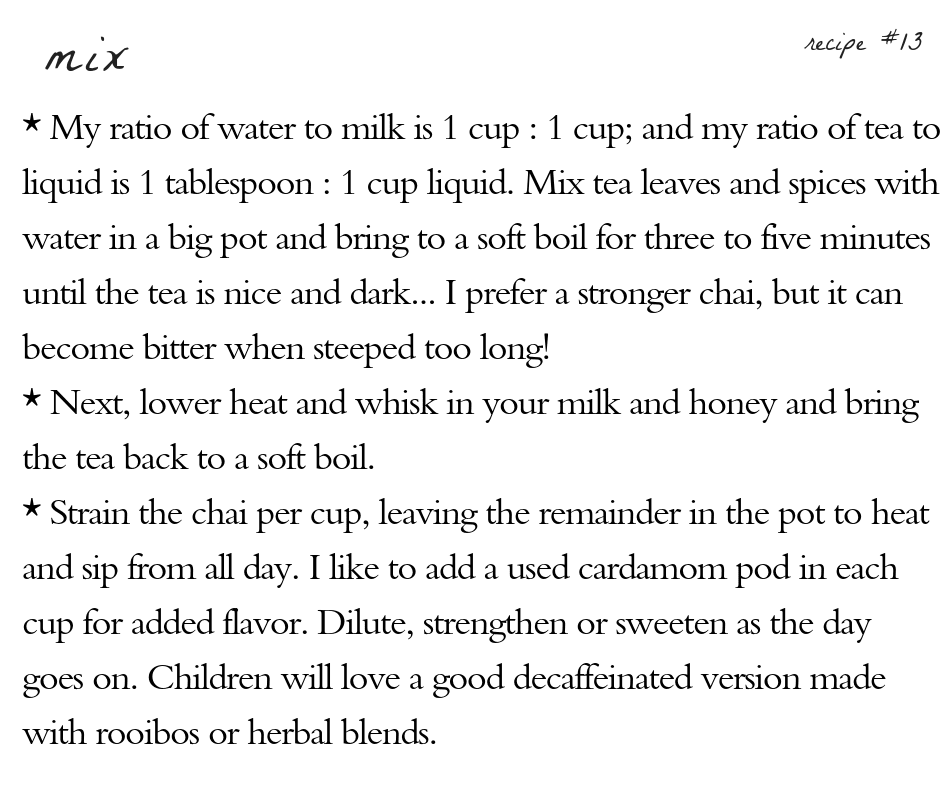 A recipe for milk from the tea party.