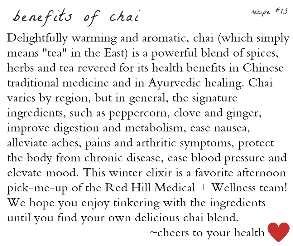 A red hill medical benefits of chai