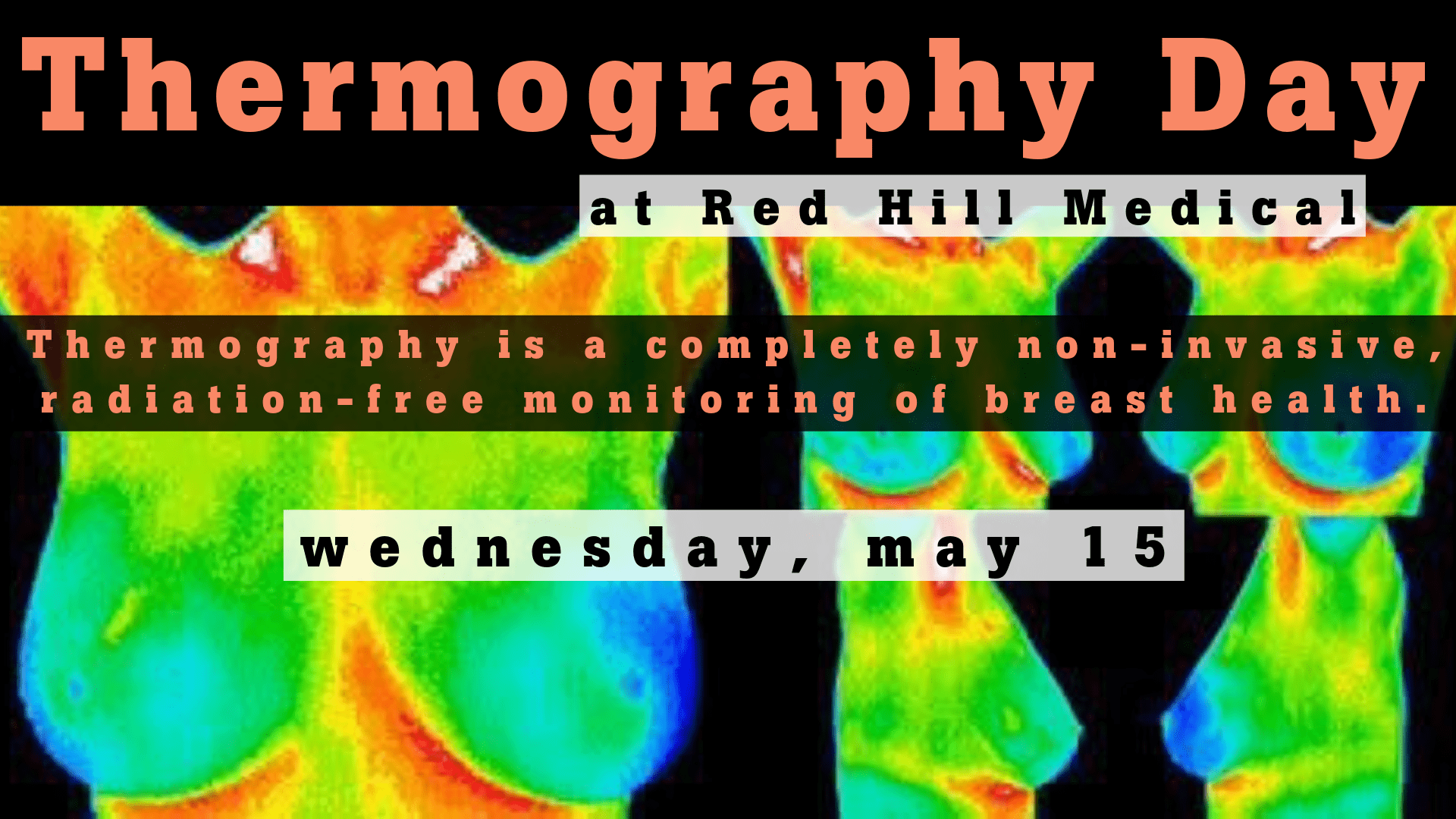 A poster with the words thermography at red hill media.