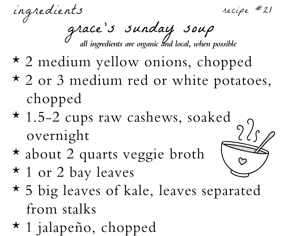 A recipe for homemade lentil soup with ingredients listed.